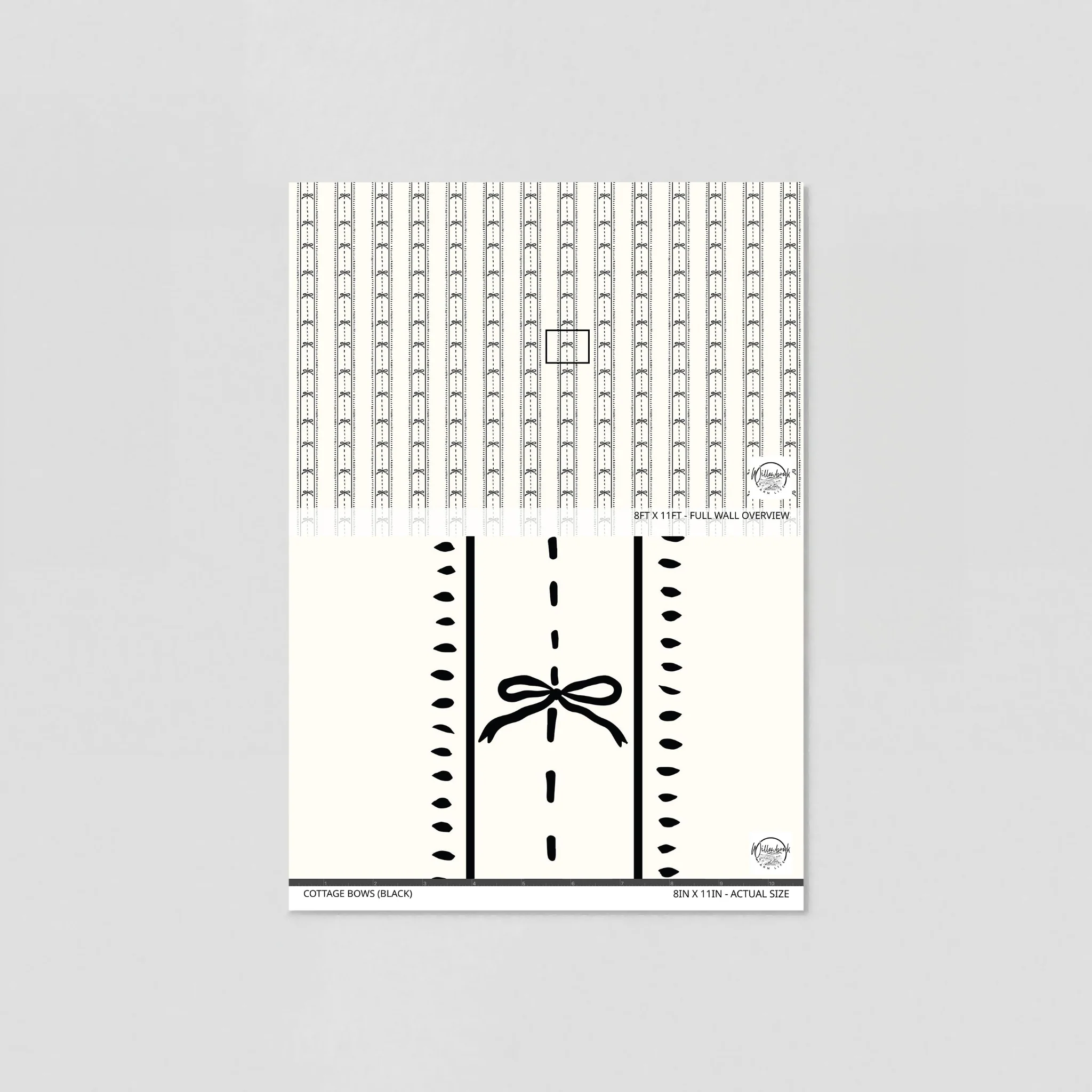 Cottage Bows (Black) Wallpaper - Image 6