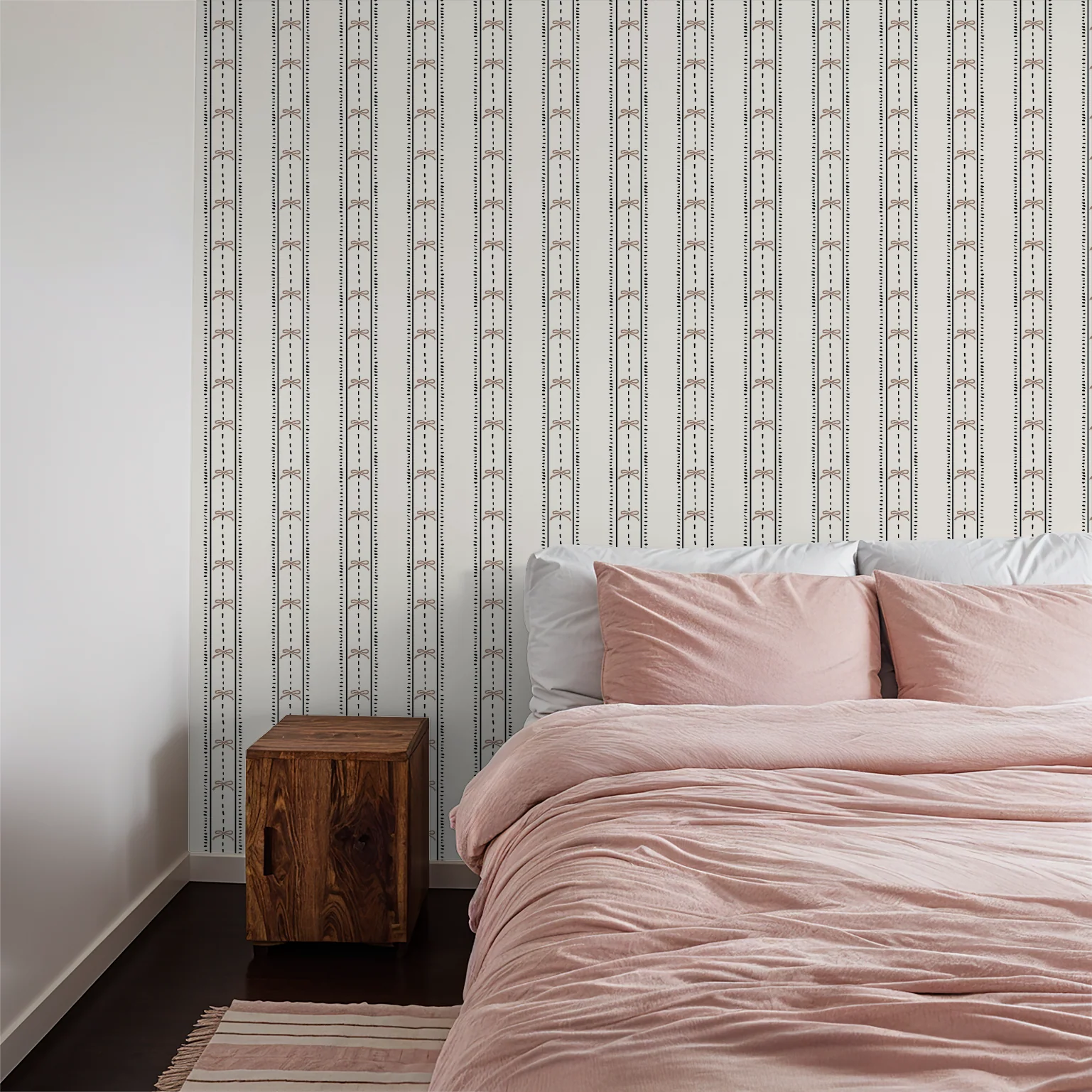 Cottage Bows (Pink) Wallpaper - Image 3