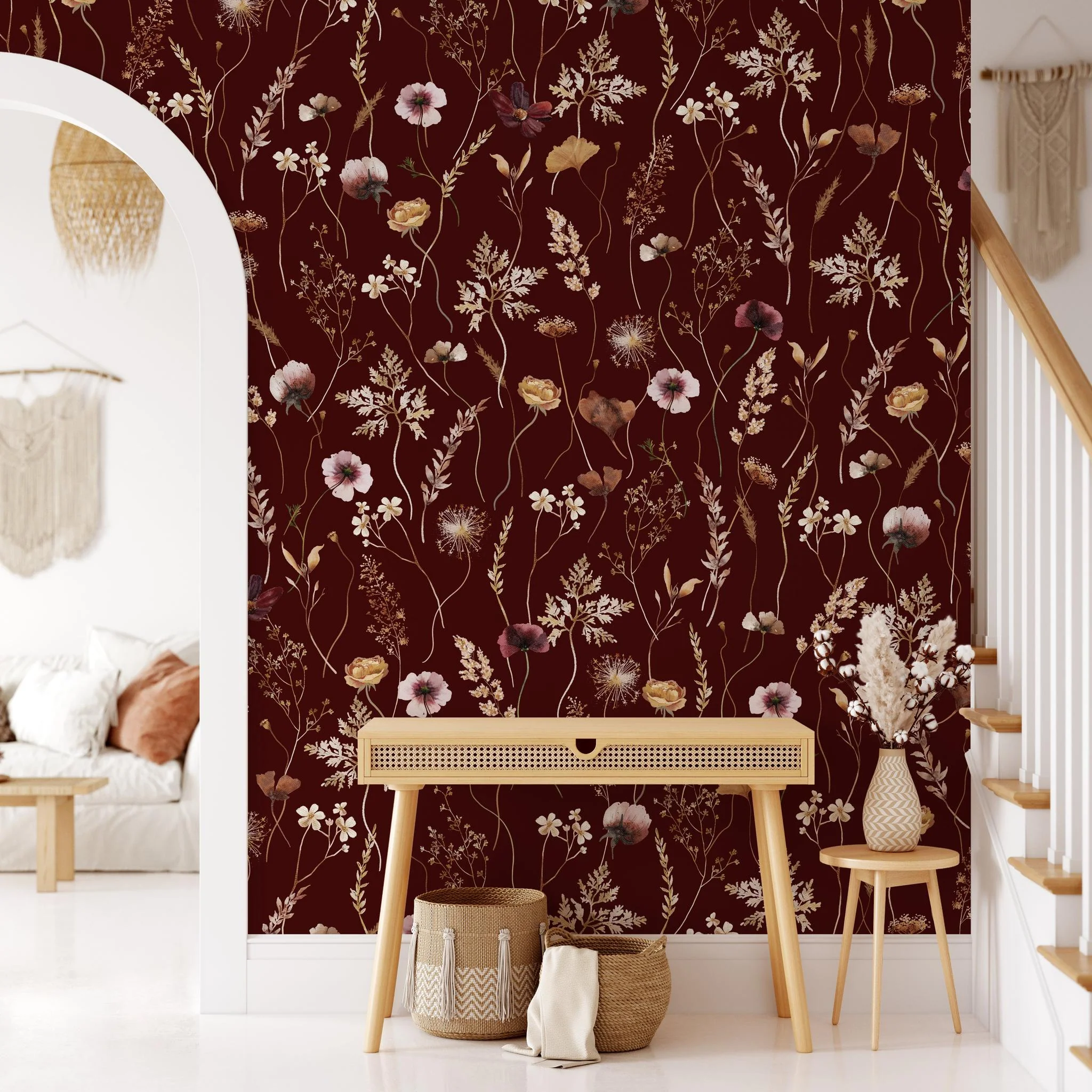 Dahlia (Maroon) Wallpaper - Image 4