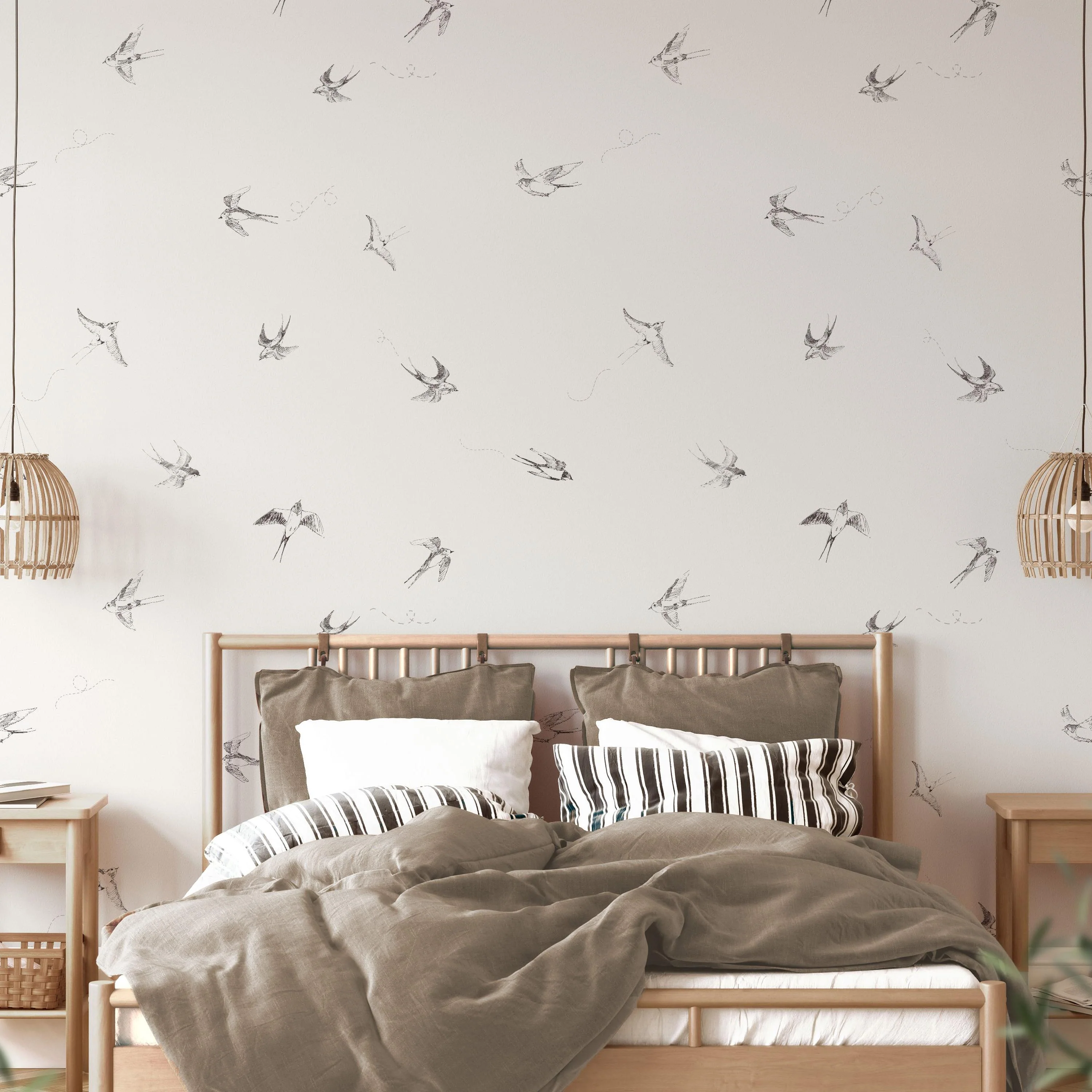 Of a Feather (White) Wallpaper - Image 2