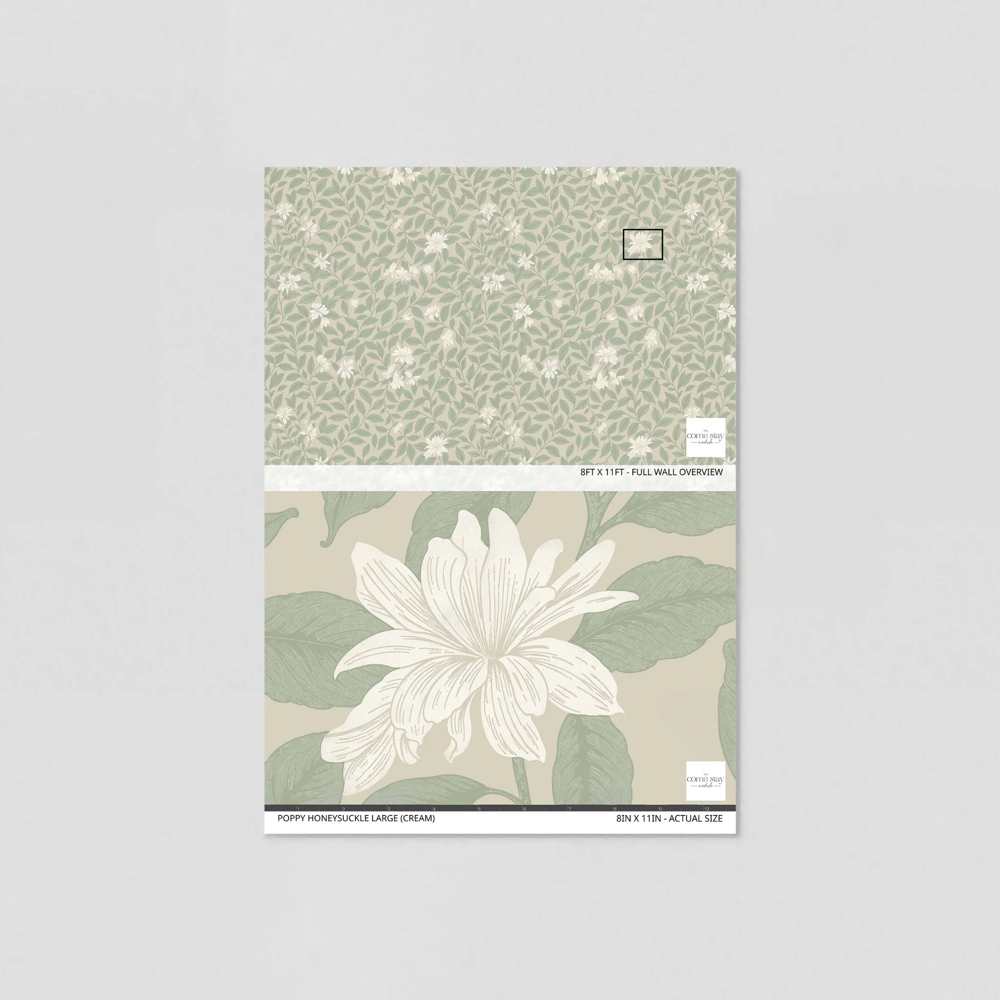 Poppy Honeysuckle Large (Cream) Wallpaper - Image 6