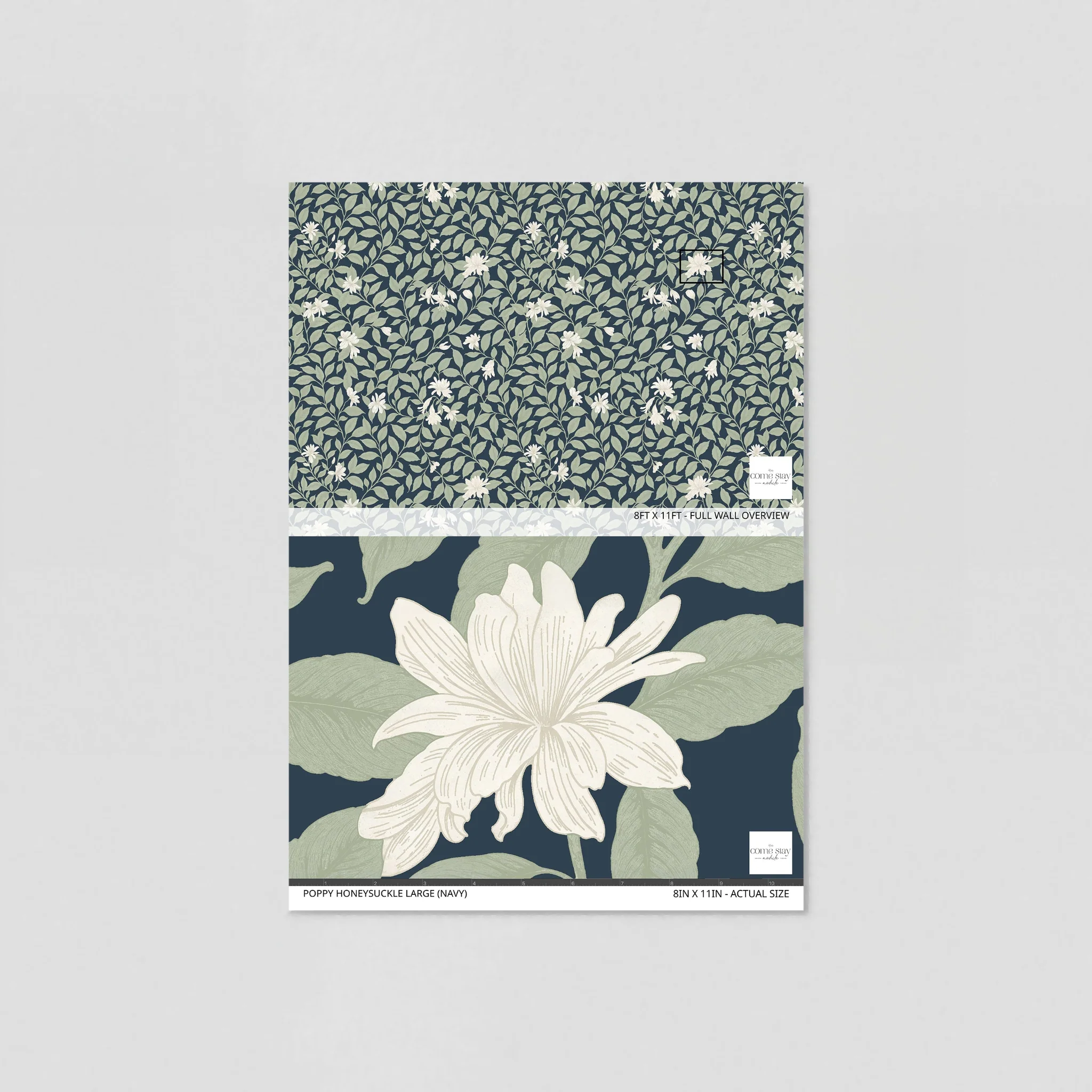 Poppy Honeysuckle Large (Navy) Wallpaper - Image 6