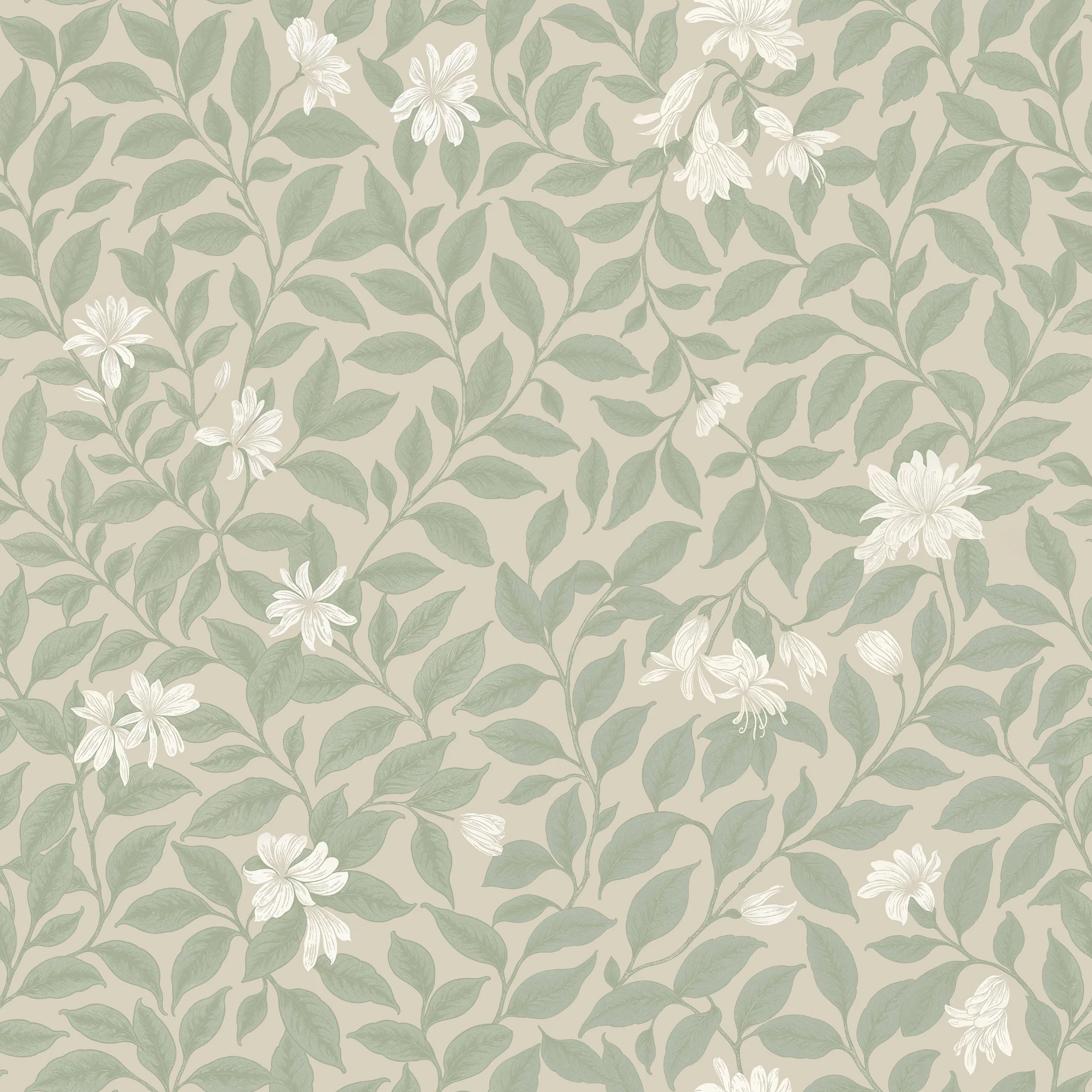 Poppy Honeysuckle Large (Cream) Wallpaper - Image 2