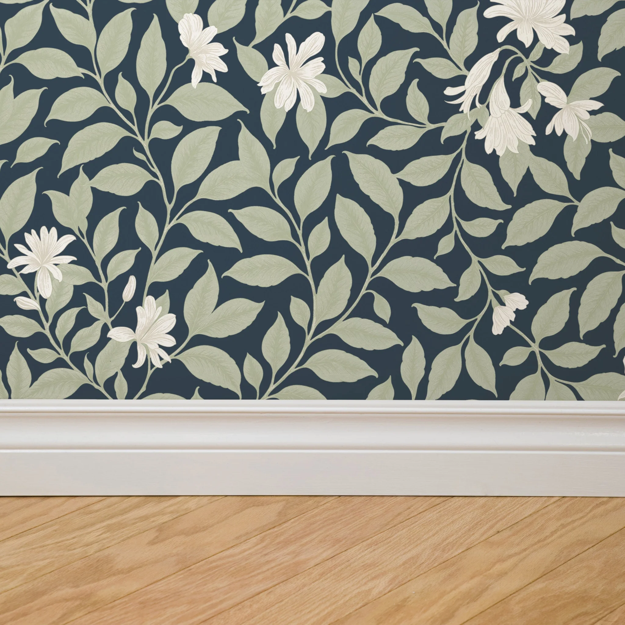 Poppy Honeysuckle Small (Navy) Wallpaper - Image 4