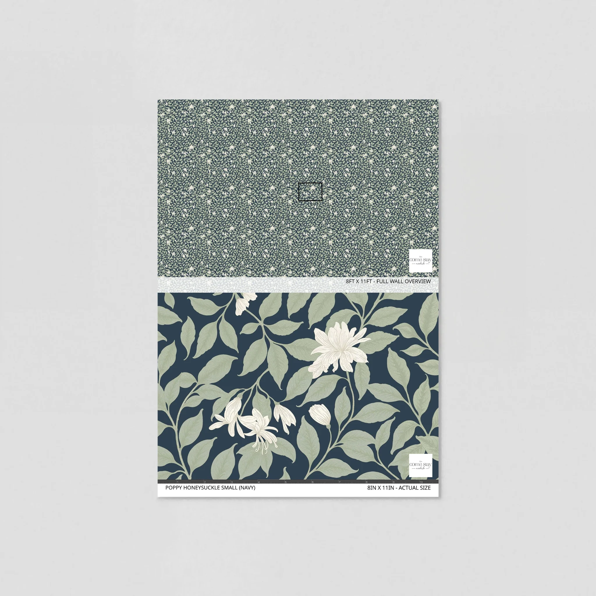 Poppy Honeysuckle Small (Navy) Wallpaper - Image 6
