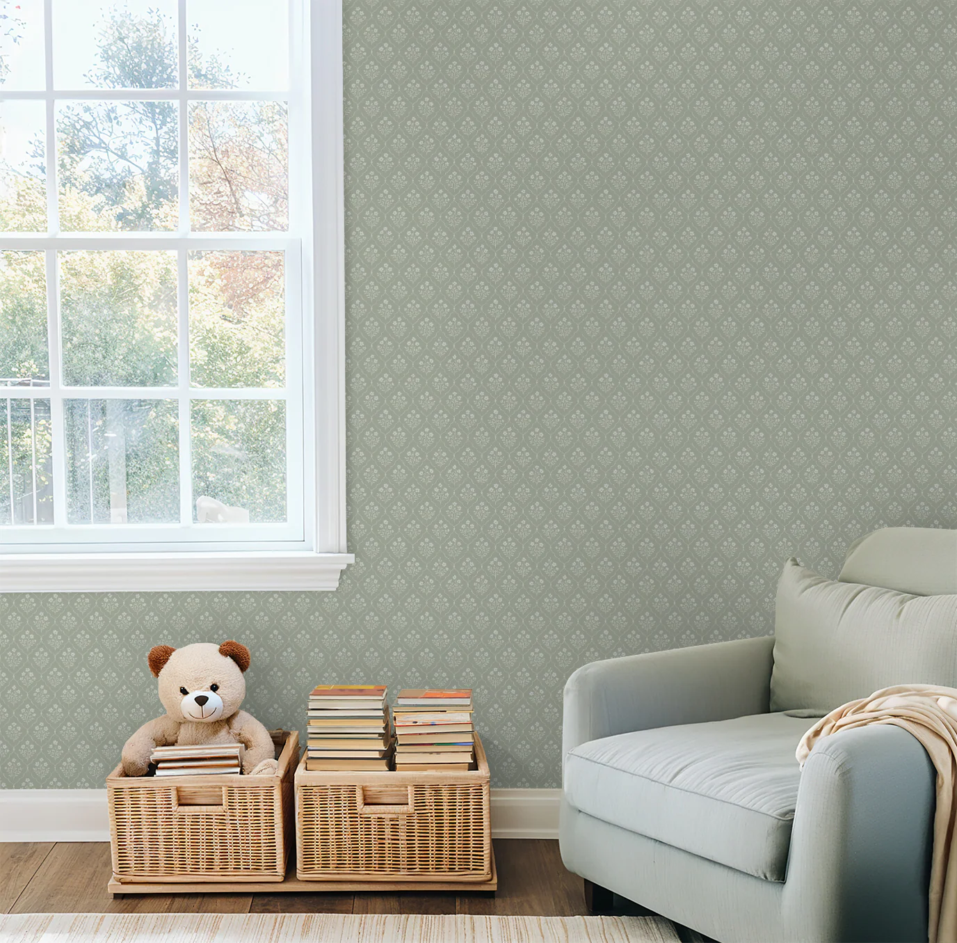 Sage Trellis Wallpaper - Image 3