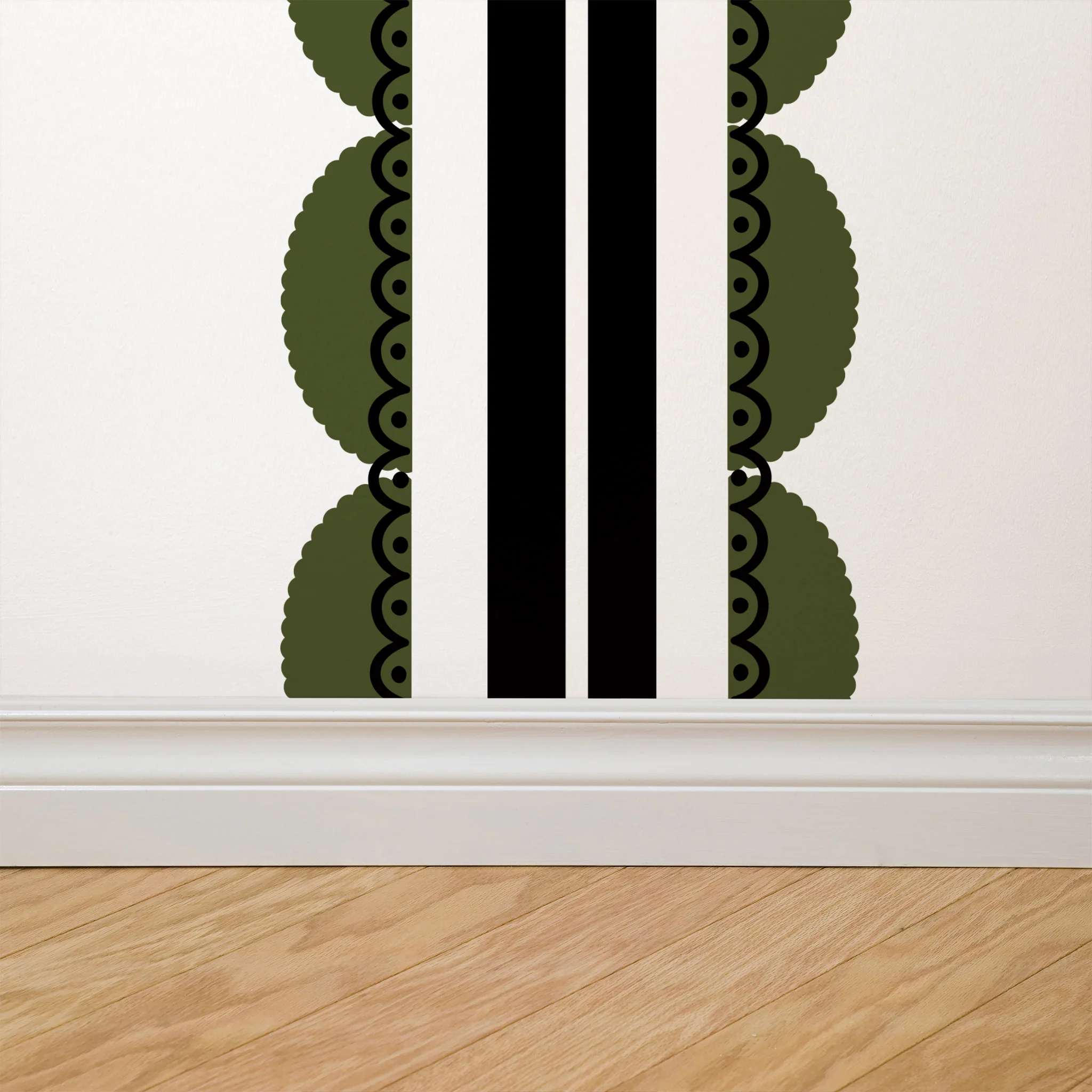 Sunday Scallop (Olive and Dark Green) Wallpaper - Image 4