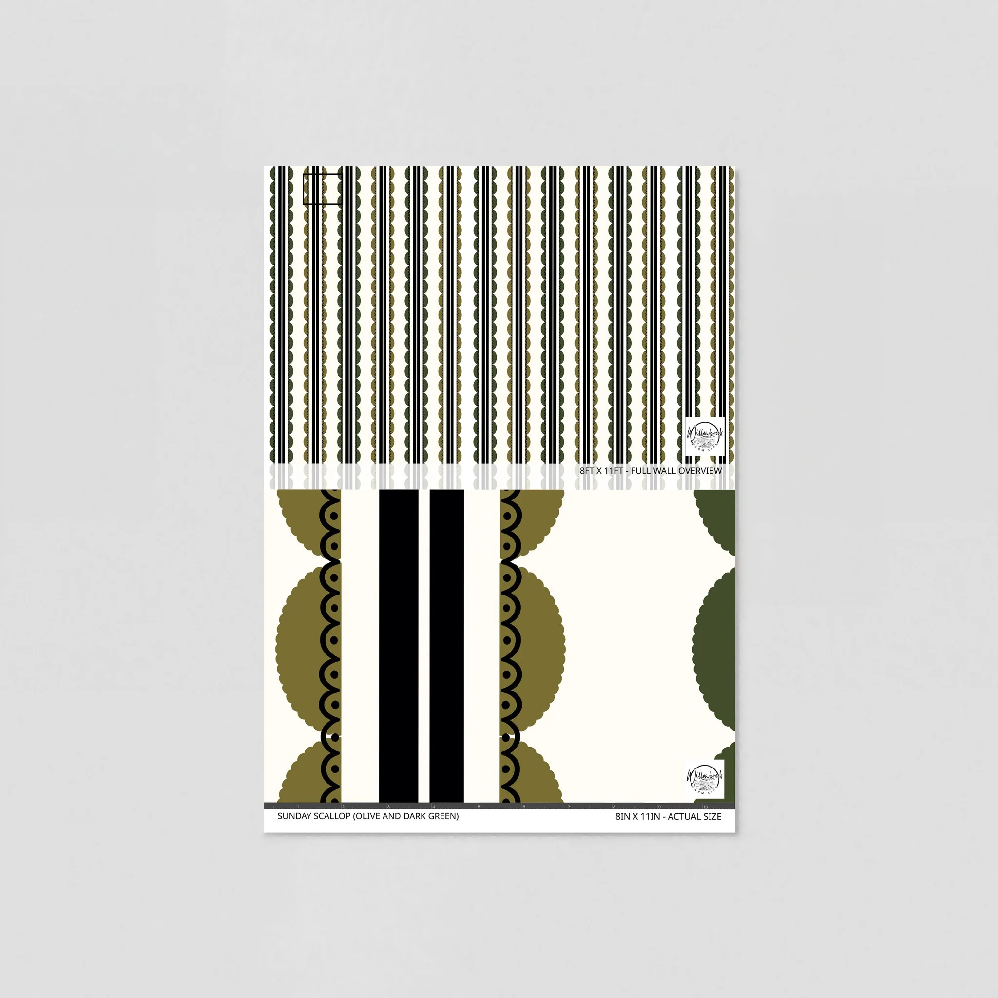 Sunday Scallop (Olive and Dark Green) Wallpaper - Image 6