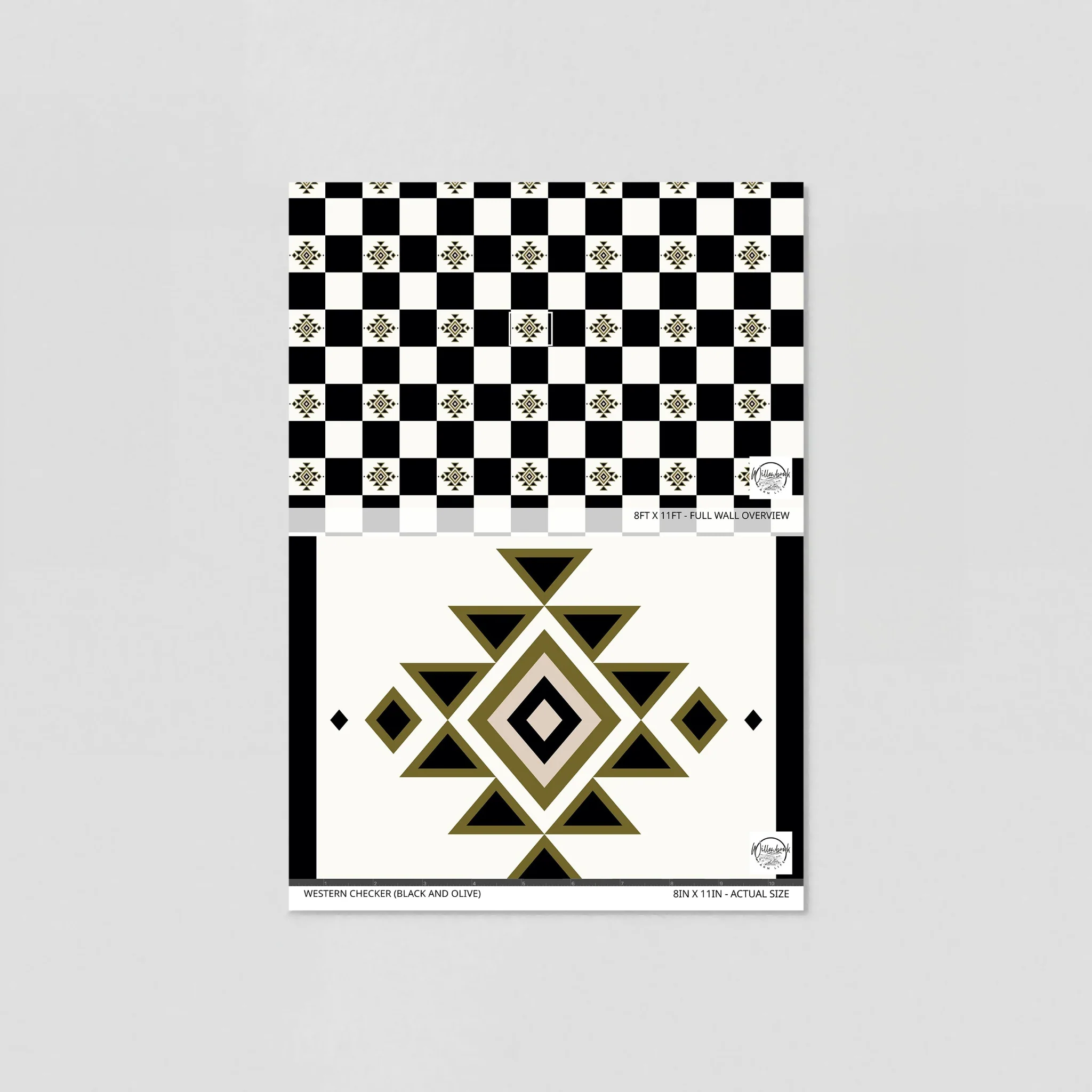 Western Checker (Black and Olive) Wallpaper - Image 6