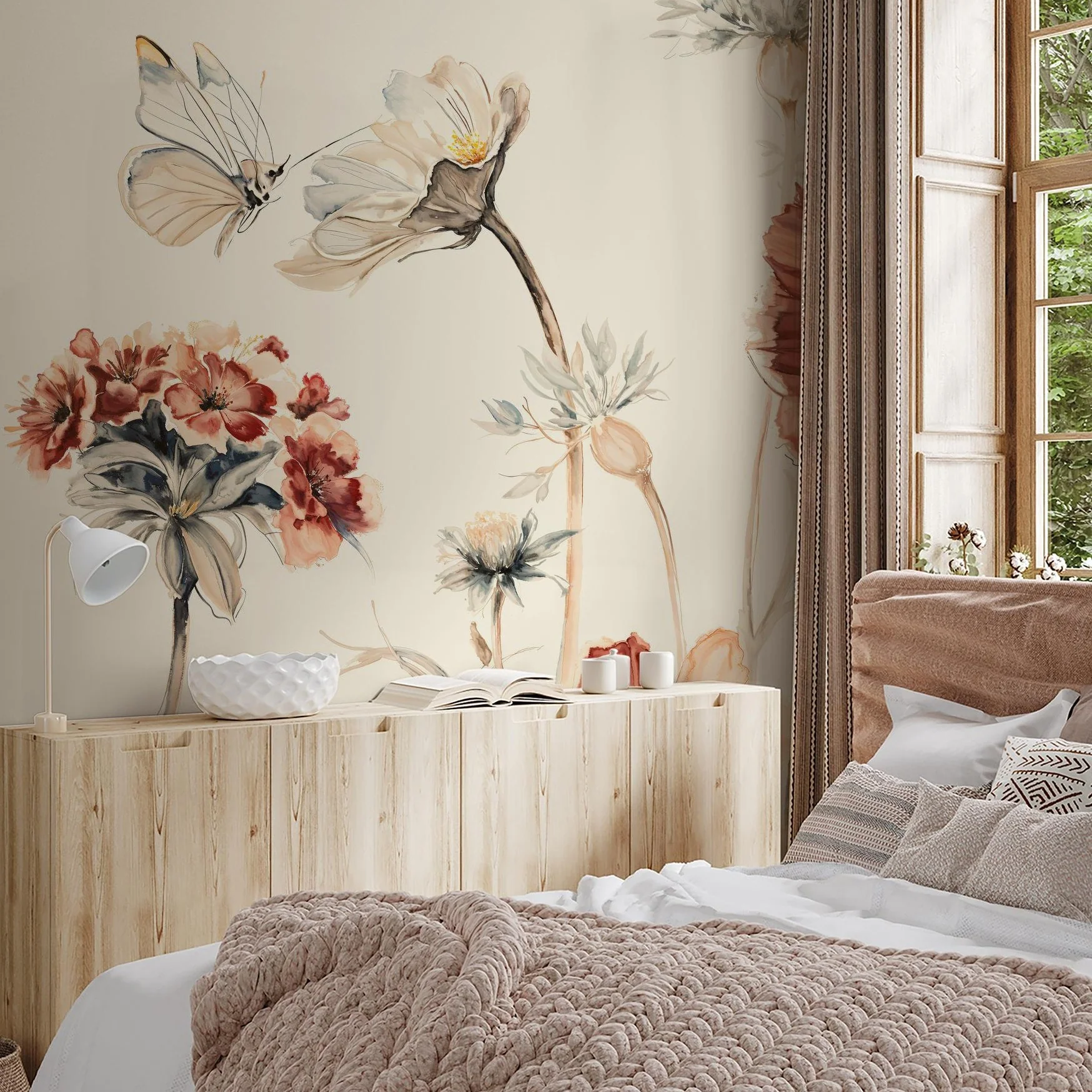 Wildflower Dreams Wallpaper (Cream) - 18 FT H X 25.3 FT W LUXE P&S - Image 5