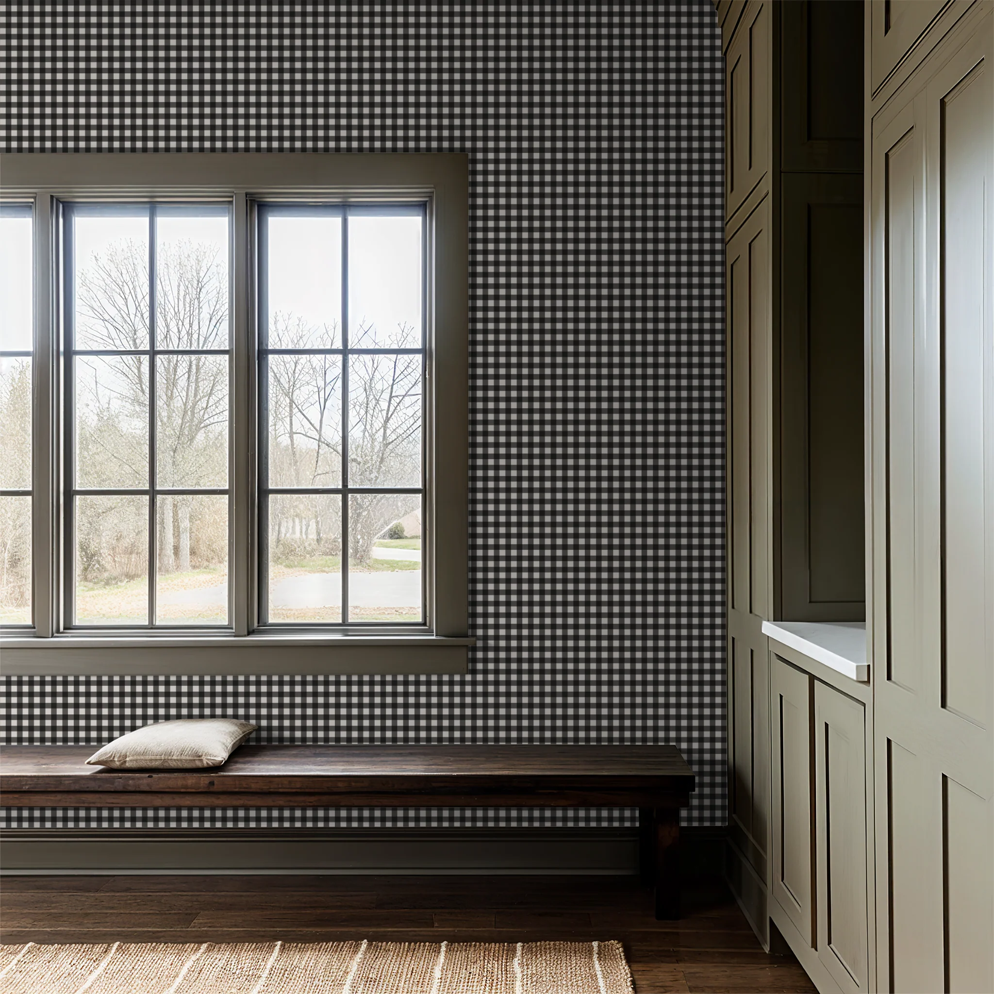 Willowside Gingham (Black) Wallpaper - Image 3