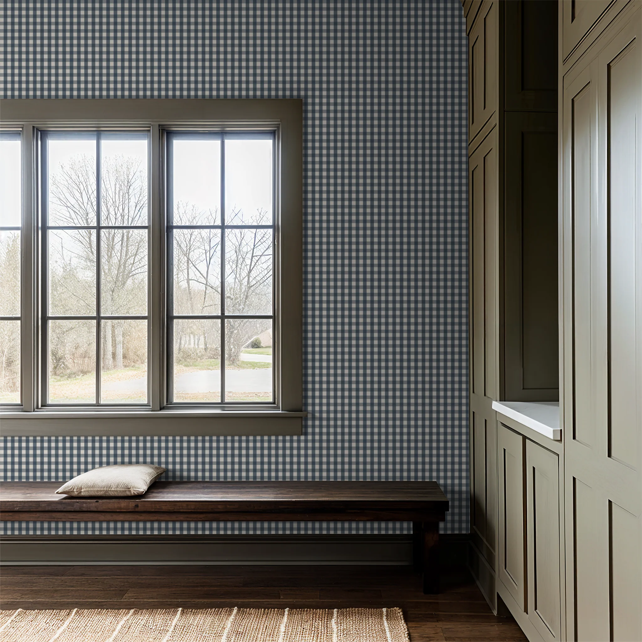 Willowside Gingham (Blue) Wallpaper - Image 3