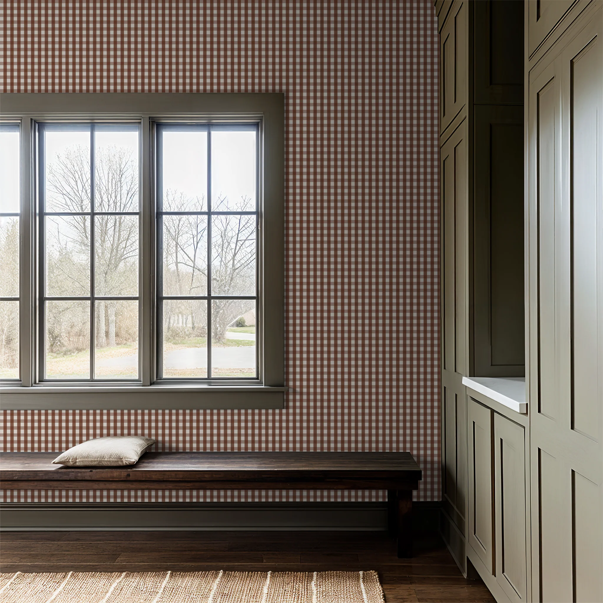 Willowside Gingham (Red) Wallpaper - Image 3
