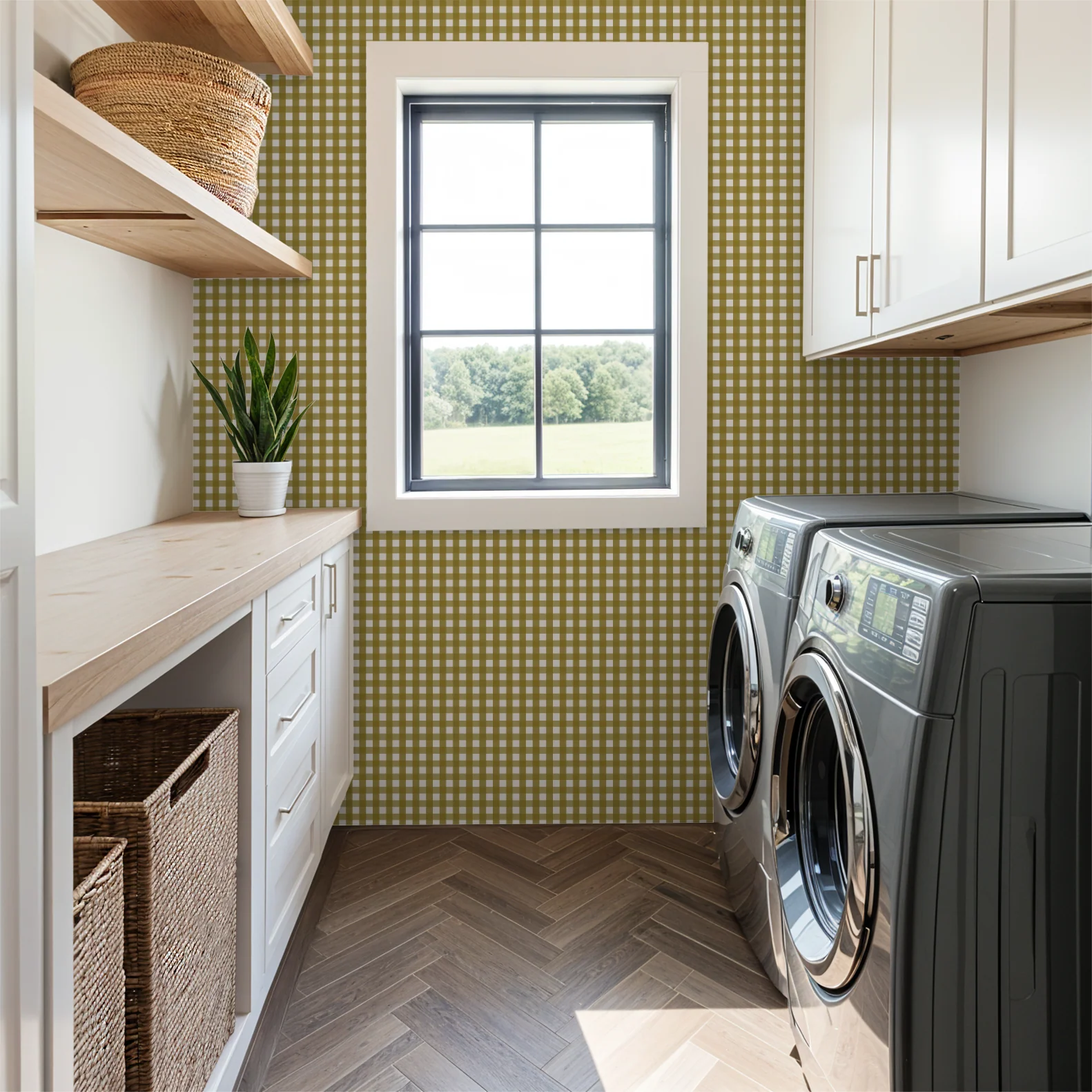 Willowside Gingham (Yellow) Wallpaper - Image 5