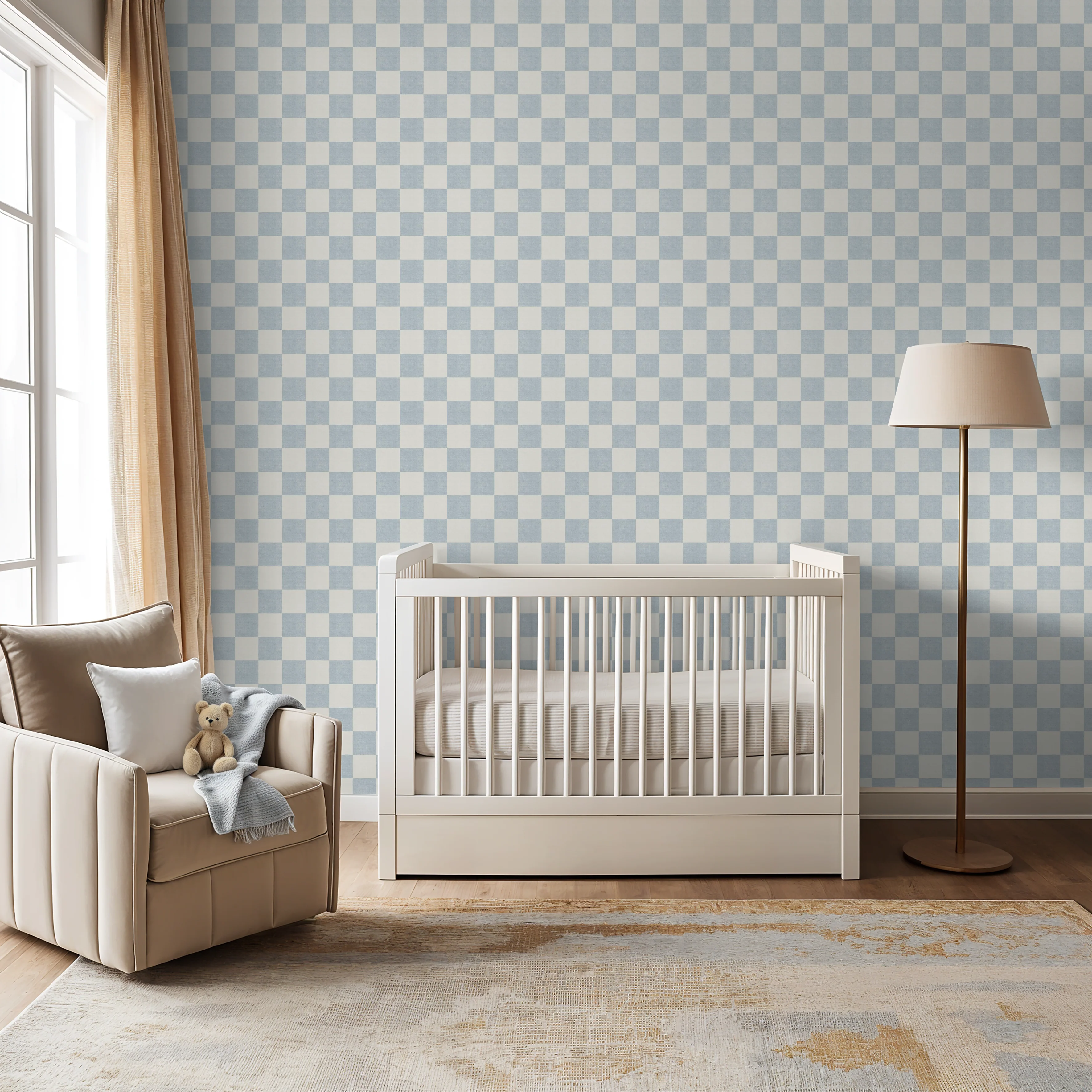Woven Check (Blue) Wallpaper - Image 3
