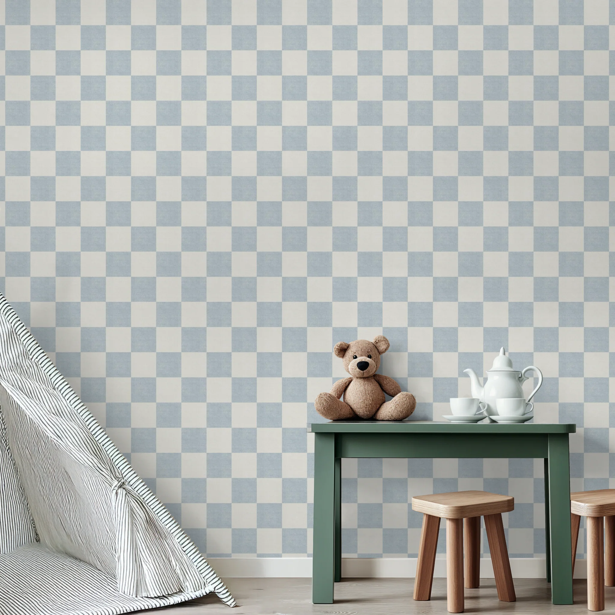 Woven Check (Blue) Wallpaper - Image 5