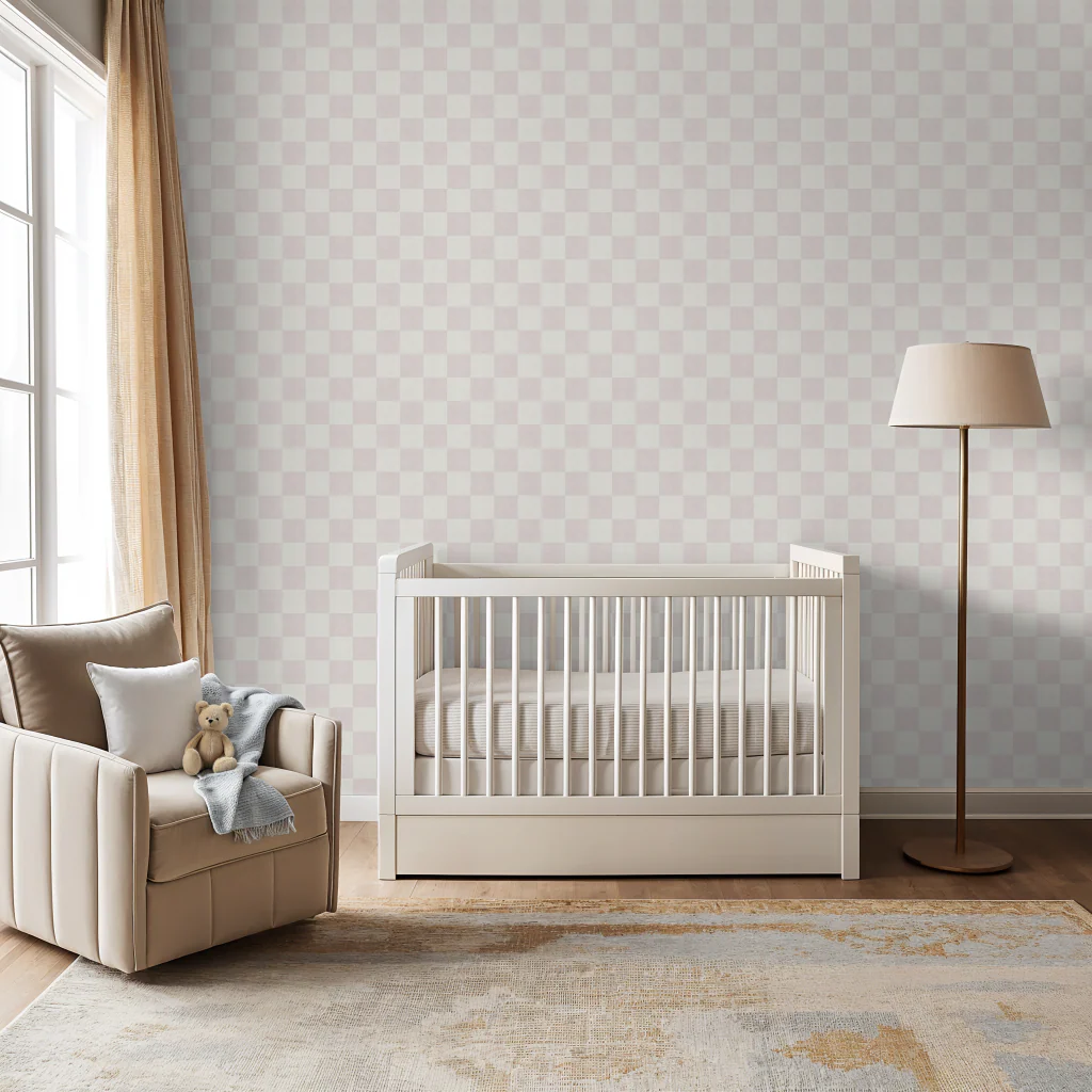 Woven Check (Pink) Wallpaper - Image 3