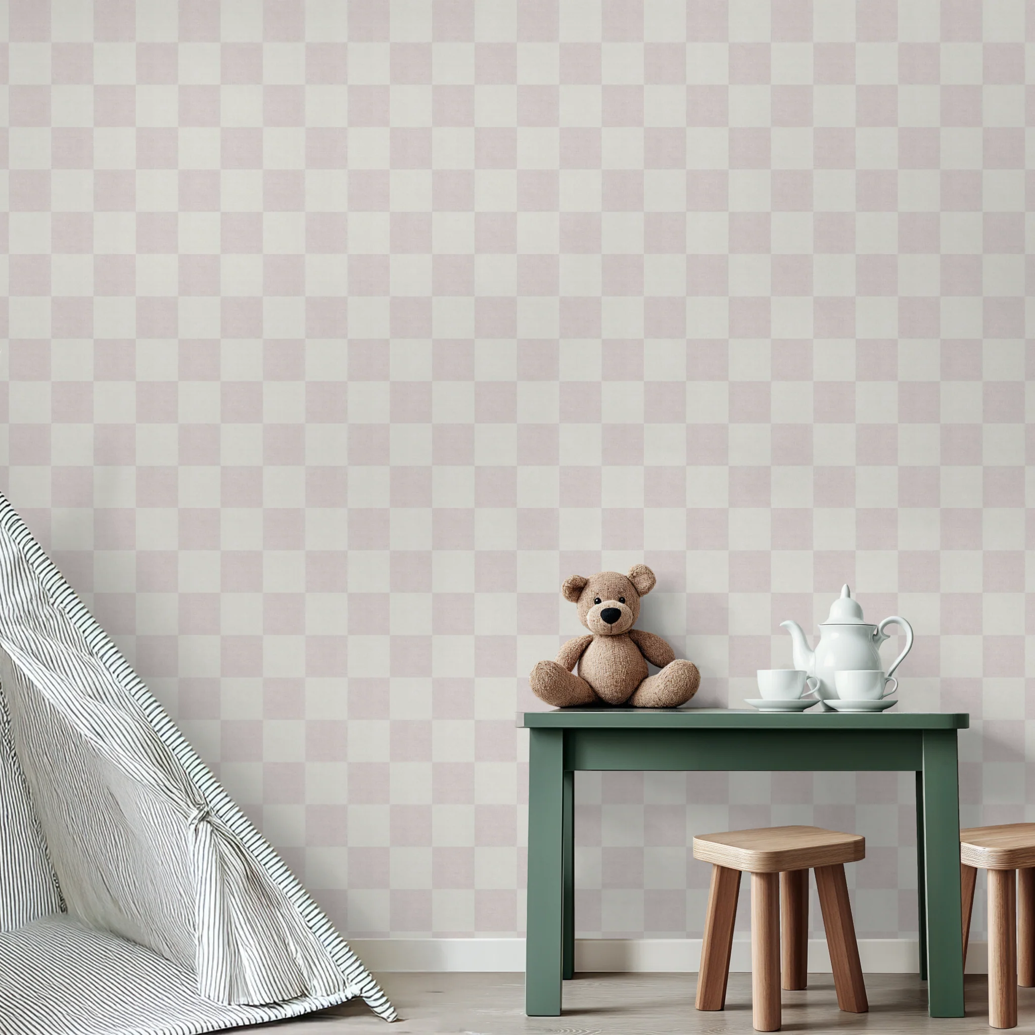 Woven Check (Pink) Wallpaper - Image 5